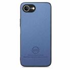 For iPhone 16e Twill Fabric Leather Skin Back Phone Case(Blue) - 2