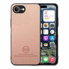 For iPhone 16e Twill Fabric Leather Skin Back Phone Case(Pink) - 1