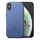 For iPhone X / XS Twill Fabric Leather Skin Back Phone Case(Blue) - 1