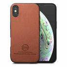 For iPhone X / XS Twill Fabric Leather Skin Back Phone Case(Brown) - 1