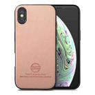 For iPhone X / XS Twill Fabric Leather Skin Back Phone Case(Pink) - 1