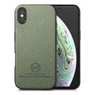 For iPhone X / XS Twill Fabric Leather Skin Back Phone Case(Green) - 1