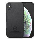 For iPhone X / XS Twill Fabric Leather Skin Back Phone Case(Black) - 1