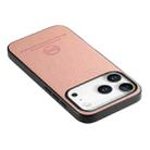 For iPhone 17 Pro Twill Fabric Leather Skin Back Phone Case(Pink) - 3