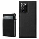 For Samsung Galaxy Note20 5G Suteni H19 Litchi Texture 2-in-1 MagSafe Removable Card Case Back Phone Case(Black) - 1