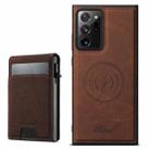 For Samsung Galaxy Note20 5G Suteni H19 Litchi Texture 2-in-1 MagSafe Removable Card Case Back Phone Case(Brown) - 1