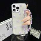 For iPhone 16 Pro Little Fresh Bow Bracelet Chain TPU Phone Case(Purple) - 1