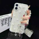 For iPhone 16 Plus Little Fresh Bow Bracelet Chain TPU Phone Case(White) - 1