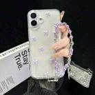 For iPhone 16 Little Fresh Bow Bracelet Chain TPU Phone Case(Purple) - 1