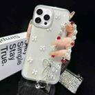 For iPhone 15 Pro Max Little Fresh Bow Bracelet Chain TPU Phone Case(White) - 1