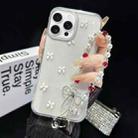 For iPhone 15 Pro Little Fresh Bow Bracelet Chain TPU Phone Case(White) - 1