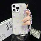 For iPhone 15 Pro Little Fresh Bow Bracelet Chain TPU Phone Case(Purple) - 1