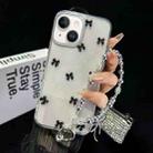 For iPhone 15 Plus Little Fresh Bow Bracelet Chain TPU Phone Case(Black) - 1