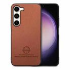 For Samsung Galaxy S21+ 5G Twill Fabric Leather Skin Back Phone Case(Brown) - 1