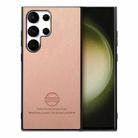 For Samsung Galaxy S22 Ultra 5G Twill Fabric Leather Skin Back Phone Case(Pink) - 1