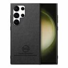 For Samsung Galaxy S22 Ultra 5G Twill Fabric Leather Skin Back Phone Case(Black) - 1