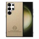 For Samsung Galaxy S23 Ultra 5G Twill Fabric Leather Skin Back Phone Case(Khaki) - 1