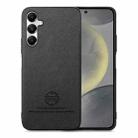 For Samsung Galaxy S24 5G Twill Fabric Leather Skin Back Phone Case(Black) - 1
