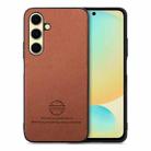 For Samsung Galaxy S24 FE 5G Twill Fabric Leather Skin Back Phone Case(Brown) - 1
