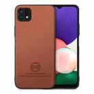 For Samsung Galaxy A22 5G Twill Fabric Leather Skin Back Phone Case(Brown) - 1