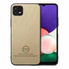 For Samsung Galaxy A22 5G Twill Fabric Leather Skin Back Phone Case(Khaki) - 1