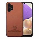 For Samsung Galaxy A32 5G Twill Fabric Leather Skin Back Phone Case(Brown) - 1