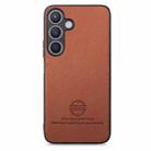 For Samsung Galaxy S25 5G Twill Fabric Leather Skin Back Phone Case(Brown) - 2
