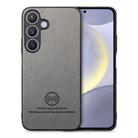For Samsung Galaxy S25 5G Twill Fabric Leather Skin Back Phone Case(Gray) - 1