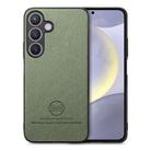 For Samsung Galaxy S25+ 5G Twill Fabric Leather Skin Back Phone Case(Green) - 1