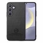 For Samsung Galaxy S25+ 5G Twill Fabric Leather Skin Back Phone Case(Black) - 1