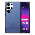 For Samsung Galaxy S25 Ultra 5G Twill Fabric Leather Skin Back Phone Case(Blue) - 1