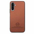 For Samsung Galaxy A16 Twill Fabric Leather Skin Back Phone Case(Brown) - 2