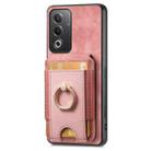 For OPPO A17 Retro Splitable Magnetic Stand Card Bag Leather Phone Case(Pink) - 2