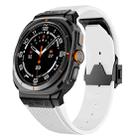 For Samsung Galaxy Watch Ultra 47mm Black Connector Black Buckle Silicone Watch Band(White) - 1