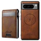 For Google Pixel 8 Pro Suteni H19 Oil Wax 2-in-1 MagSafe Removable Card Box Back Phone Case(Brown) - 1