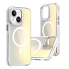 For iPhone 14 Plus Dual-Color Gradient Discolor MagSafe Phone Case(White) - 1