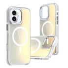 For iPhone 16 Dual-Color Gradient Discolor MagSafe Phone Case(White) - 1