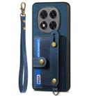 For Xiaomi Redmi Note 14 5G Retro Cross Wristband Wallet Leather Back Phone Case(Blue) - 2