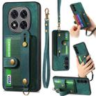 For Xiaomi Redmi Note 14 Pro+ 5G Retro Cross Wristband Wallet Leather Back Phone Case(Green) - 1