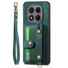 For Xiaomi Redmi Note 14 Pro+ 5G Retro Cross Wristband Wallet Leather Back Phone Case(Green) - 2