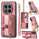 For Xiaomi Redmi Note 14 Pro+ 5G Retro Cross Wristband Wallet Leather Back Phone Case(Pink) - 1