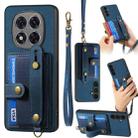 For Xiaomi Redmi Note 14 Pro+ 5G Retro Cross Wristband Wallet Leather Back Phone Case(Blue) - 1