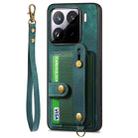 For Xiaomi 15 Retro Cross Wristband Wallet Leather Back Phone Case(Green) - 2