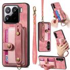 For Xiaomi 15 Retro Cross Wristband Wallet Leather Back Phone Case(Pink) - 1