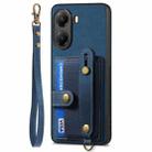 For Redmi Turbo 4 Retro Cross Wristband Wallet Leather Back Phone Case(Blue) - 2