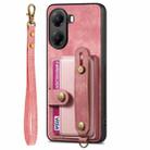 For Xiaomi Poco X7 Pro Retro Cross Wristband Wallet Leather Back Phone Case(Pink) - 2