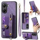 For Xiaomi Poco X7 Pro Retro Cross Wristband Wallet Leather Back Phone Case(Purple) - 1
