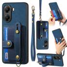 For Xiaomi Poco X7 Pro Retro Cross Wristband Wallet Leather Back Phone Case(Blue) - 1