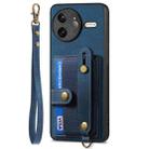For Redmi K80 / Poco F7 Pro Retro Cross Wristband Wallet Leather Back Phone Case(Blue) - 2