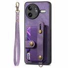 For Redmi K80 Pro / Poco F7 Ultra Retro Cross Wristband Wallet Leather Back Phone Case(Purple) - 2